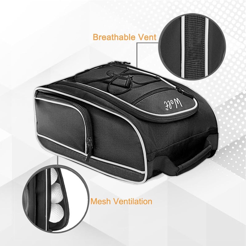 WOLT 2 Pcs Golf Shoe Bag for Travel- Zippered Shoes Carrier Bags with Ventilation & Double Outside Accessory Pocket for Socks, Tees, Golf Balls, etc. for women and men (Black+Pink) - Image 4